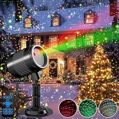 Christmas Laser Projector Light Outdoor: Green Red 2 Color Firefly Laser Lights, IP65 Waterproof Star Projector Lights Show Decor for Garden Yard Holiday Party, Christmas Halloween New Year Gift