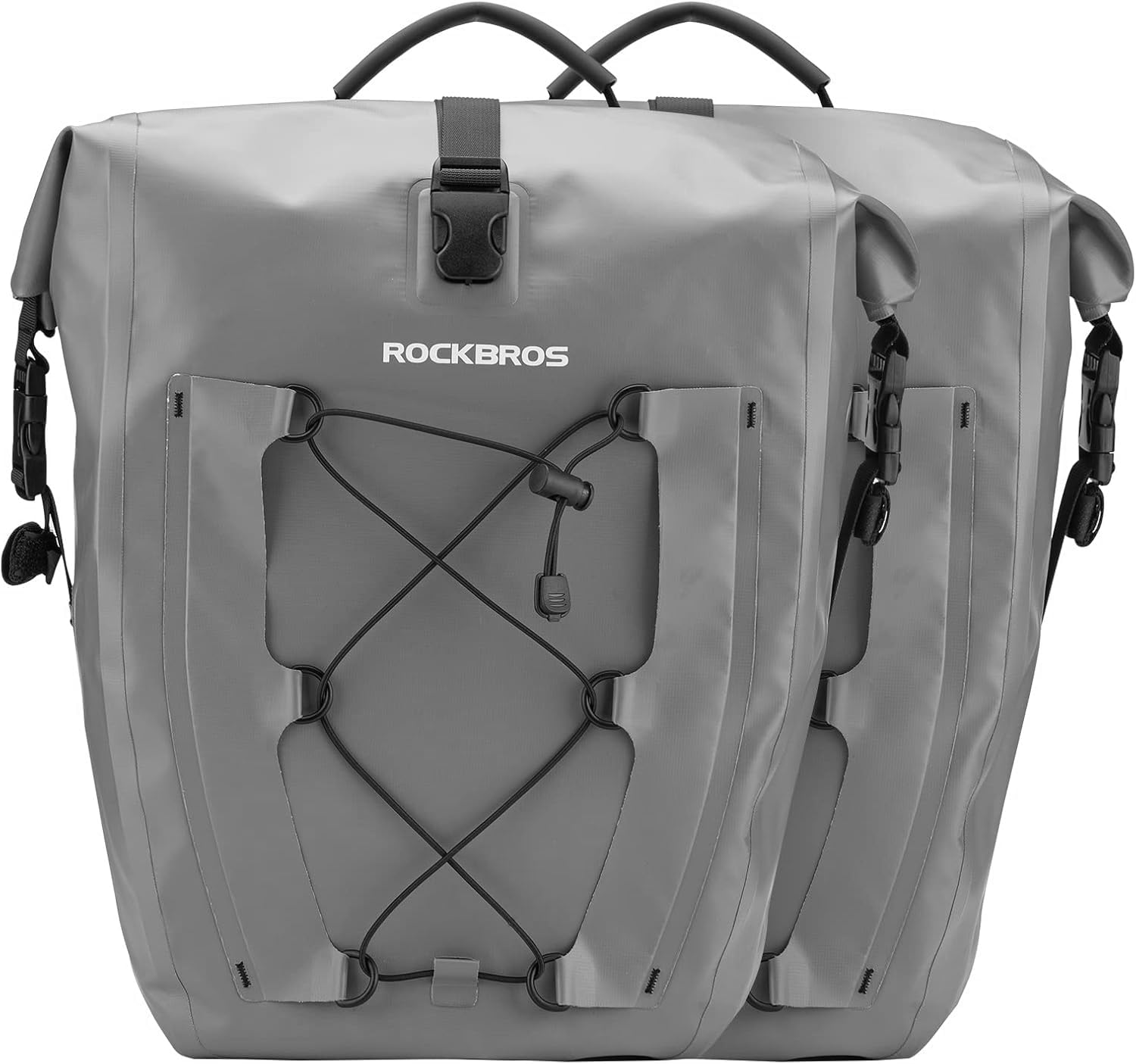 ROCKBROS Bike Pannier Bag 25L-32L 100% Waterproof Rear Rack Bicycle Bag for Rear Carrier Bike Handbag for Cycling Touring Travelling Grey 2PCS — image 1