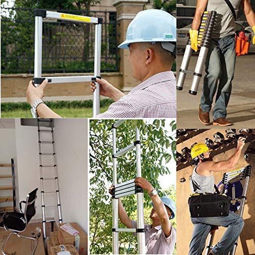 Dicn 3.2M Multi-Purpose Ladder Telescoping Extendable 10.5 Feet 330 Pound Max Capacity Aluminum Portable Easy Storage Collapsible For Daily Household Loft Attic Home Decoration En131 thumb #4