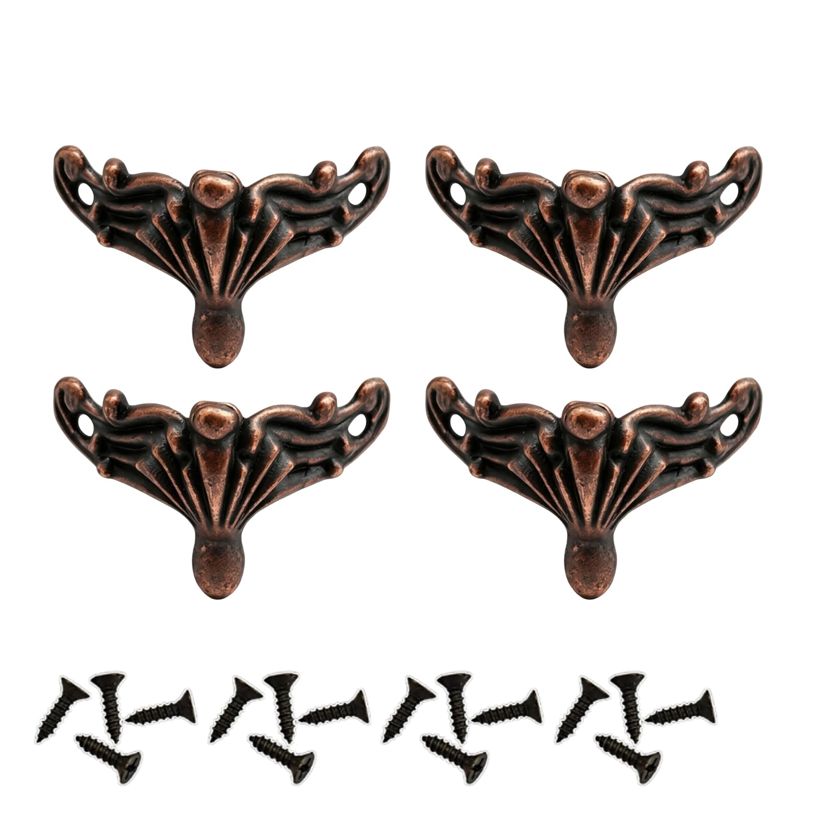 Kokdid B Ox Repair Corner Feet Zinc Alloy Hardware 4 Piece Set With Screws For Wooden Oxes And Jewelry Ox Corner Decorative Feet Hardware Jewelry Wooden Repair Zinc Alloy Legs Restoration Screw