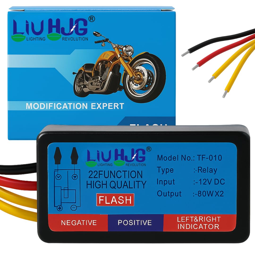 LIU HJG Universal Bike Hazard Flasher – 22 Mode Relay for LED/Bulb Indicator Lights, Suitable for Front Rear Side Signals, Stylish Waterproof Safety Upgrade for Motorcycles-image-35