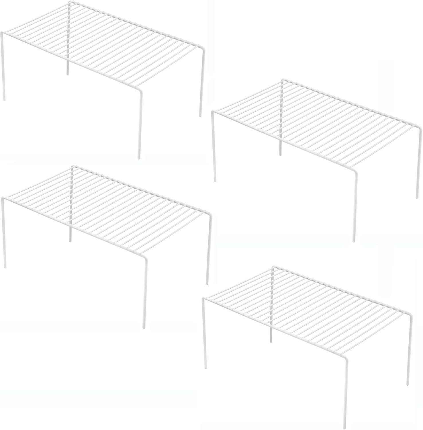 iPEGTOP Set of 4 Kitchen Cupboard Organiser Shelf, Small Size 10.6 x 5.1 Inch Freezer Cabinet Organization Storage Shelf Wire Rack, Steel Metal Shelves for Fridge Pantries Countertops Utensils -White iPEGTOP Set of 4 Kitchen Cupboard Organiser Shelf, Small Size 10.6 x 5.1 Inch Freezer Cabinet Organization Storage Shelf Wire Rack, Steel Metal Shelves for Fridge Pantries Countertops Utensils -White