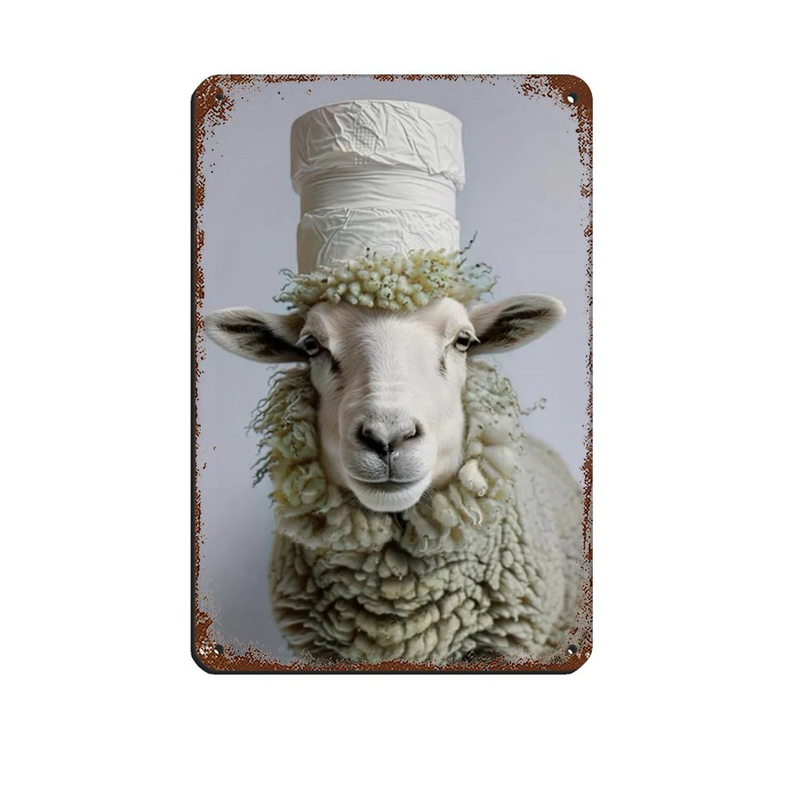 Funny Sheep Bathroom Art Retro Poster Metal Tin Sign Chic Art Retro Iron Painting Bar People Cave Cafe Family Garage Poster Wall Decoration 8x12inch(20x30cm)