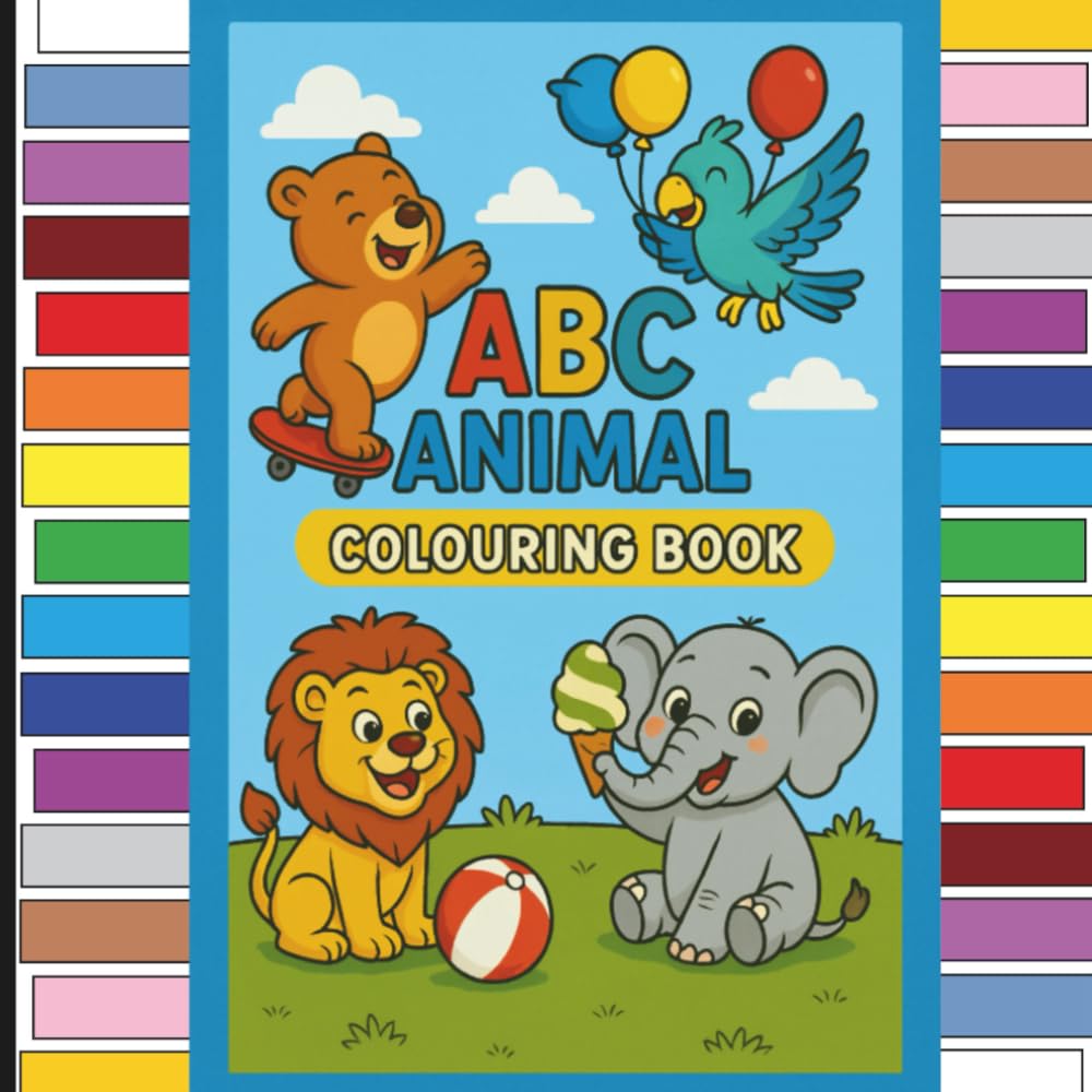 Cute, Fun & Adventurous Animals Colouring Book for Children: Educational Colouring Pages with Animals and Alphabets from A to Z for Pre-school Children Ages 1-7