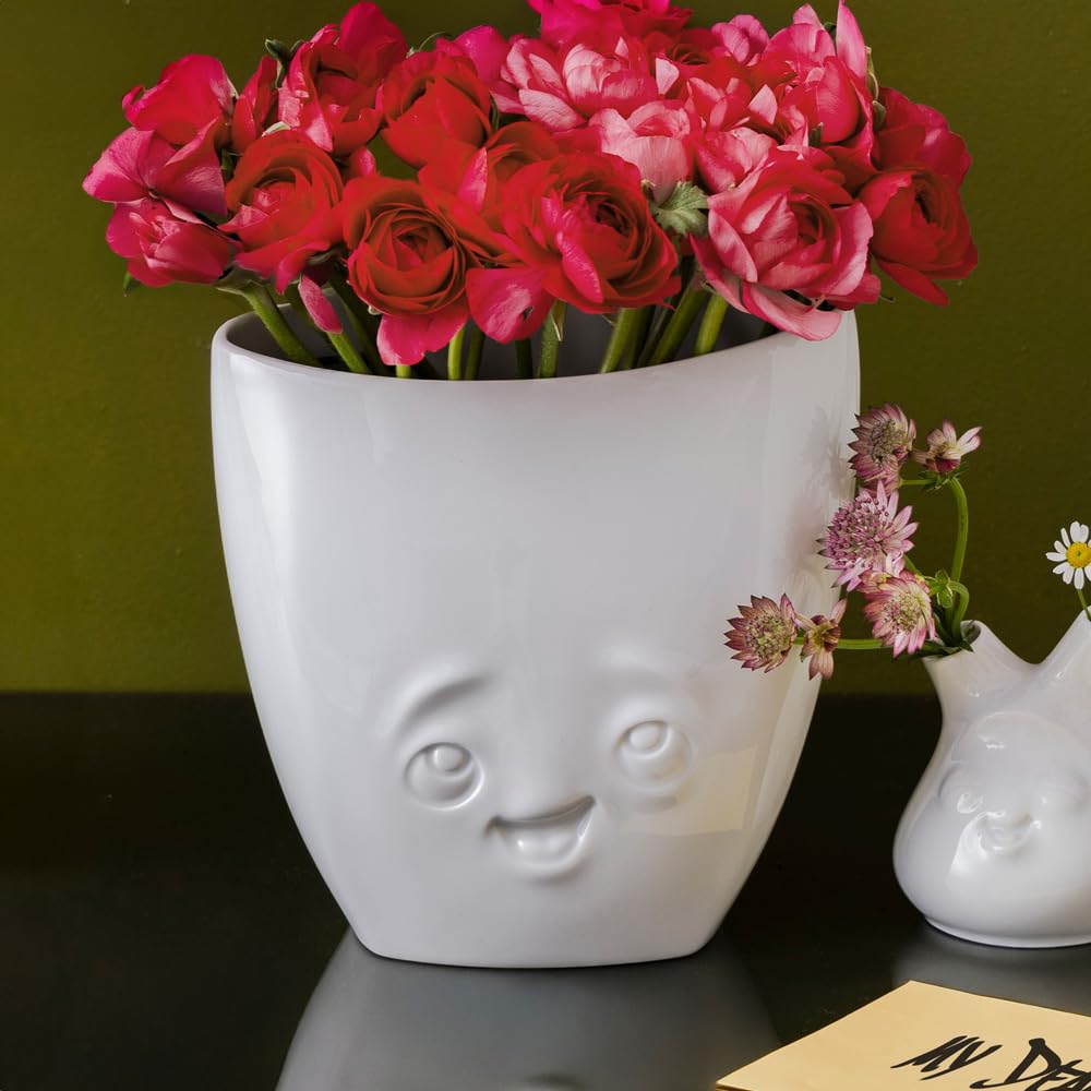 FIFTYEIGHT PRODUCTS/Vase „Entzückt“ (Porzellan, 21,5 cm x 5 cm x 18 cm, Weiß, Made in Germany)