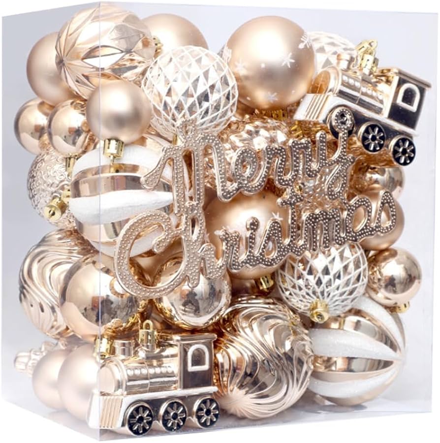 Amazon.co.jp: 豪華 クリスマス ボール オーナメント キラキラ 65個入