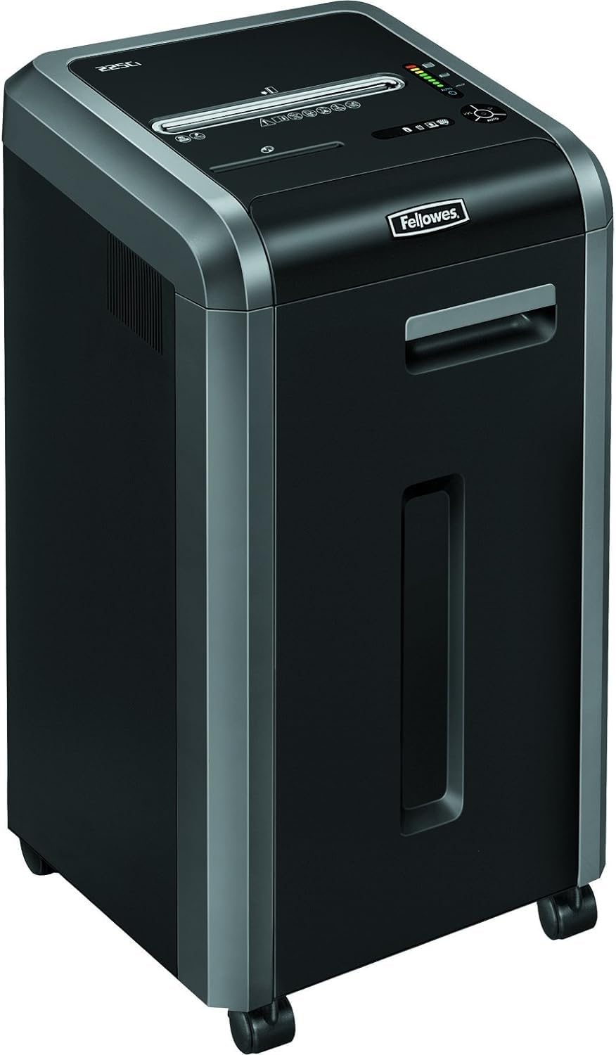 Fellowes Niszczarka do dokumentów biurowych, 24 arkusze – niszczarka papieru z technologią w 100% bez pozostawiania śladów – Powershred 225Ci – niszczarka do dokumentów P-4, z dużym koszem na papier o pojemności 60 l