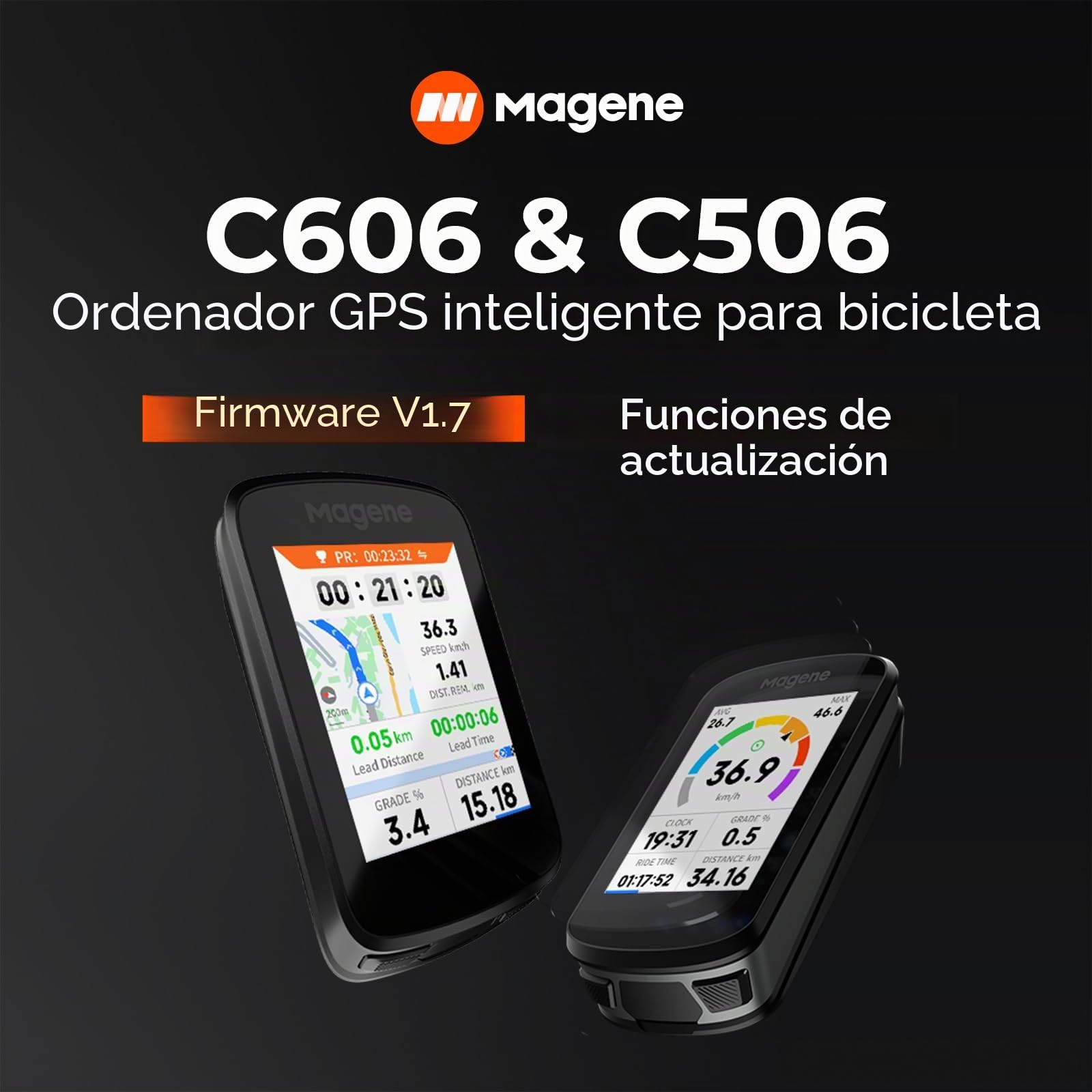 Magene C506 GPS Ciclocomputador Inalámbrico Pantalla Táctil Color Navegación Mapa WiFi Bluetooth IPX7