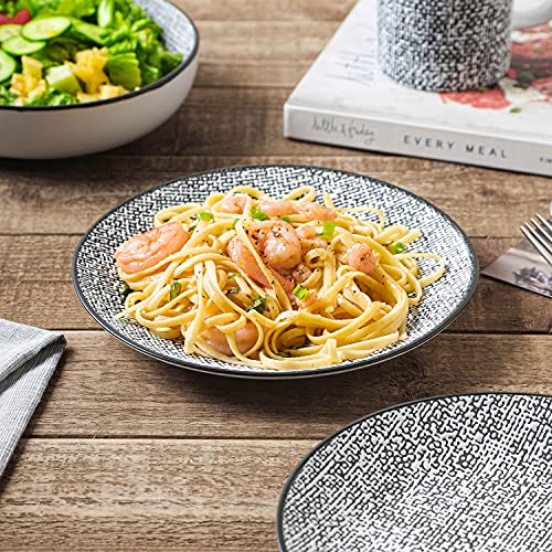 Stone + Lain Sophie Rustic Stoneware Dinnerware Service For 4, Black And White Textured, 16 Pieces #TOP3