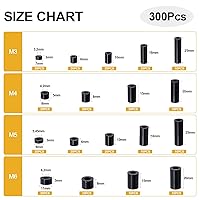 Vista 2 de Exqutoo 300Pcs Arandelas Redondas de ABS, DI 3mm, DE 7mm; 4mm, 8mm; 5mm, 9mm; 6mm, 11mm; Varias Longituds, Arandelas sin Rosca Adecuadas