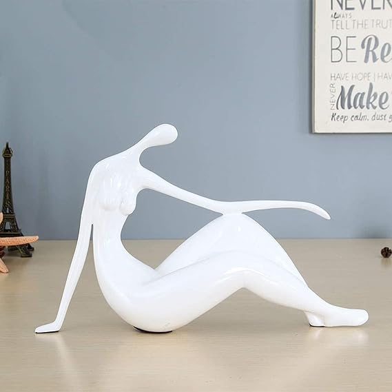 LGYKUMEG Abstract Woman Naked Bust Hand Resin Beautiful Sculpture Human Body Art Ornament Lover Craft for Living Room Decor Furniture,White