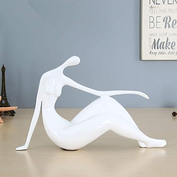 LGYKUMEG Abstract Woman Naked Bust Hand Resin Beautiful Sculpture Human Body Art Ornament Lover Craft for Living Room Decor Furniture,White