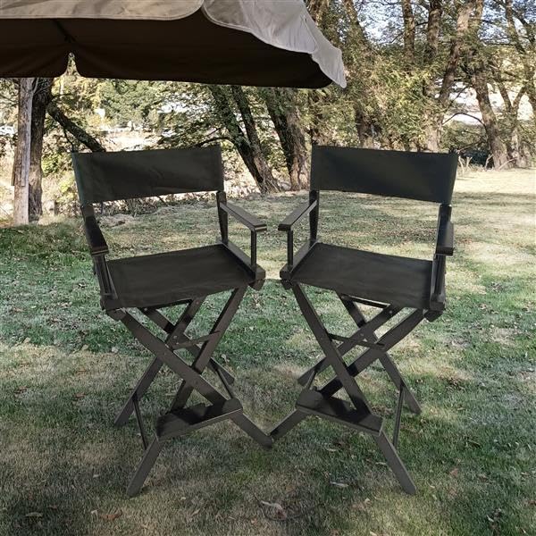 NovaXZ Casual Home Director's Chair, Black Frame/Black Canvas,Suitable for Adults, Foldable Style, 2pcs/Set populus