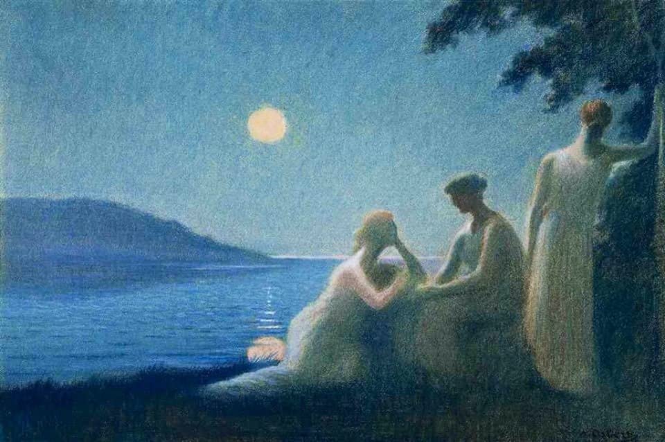 Toile murale abstraite Sous un Rayon de Lune Alphonse Osbert 60x90cm pour décoration salon