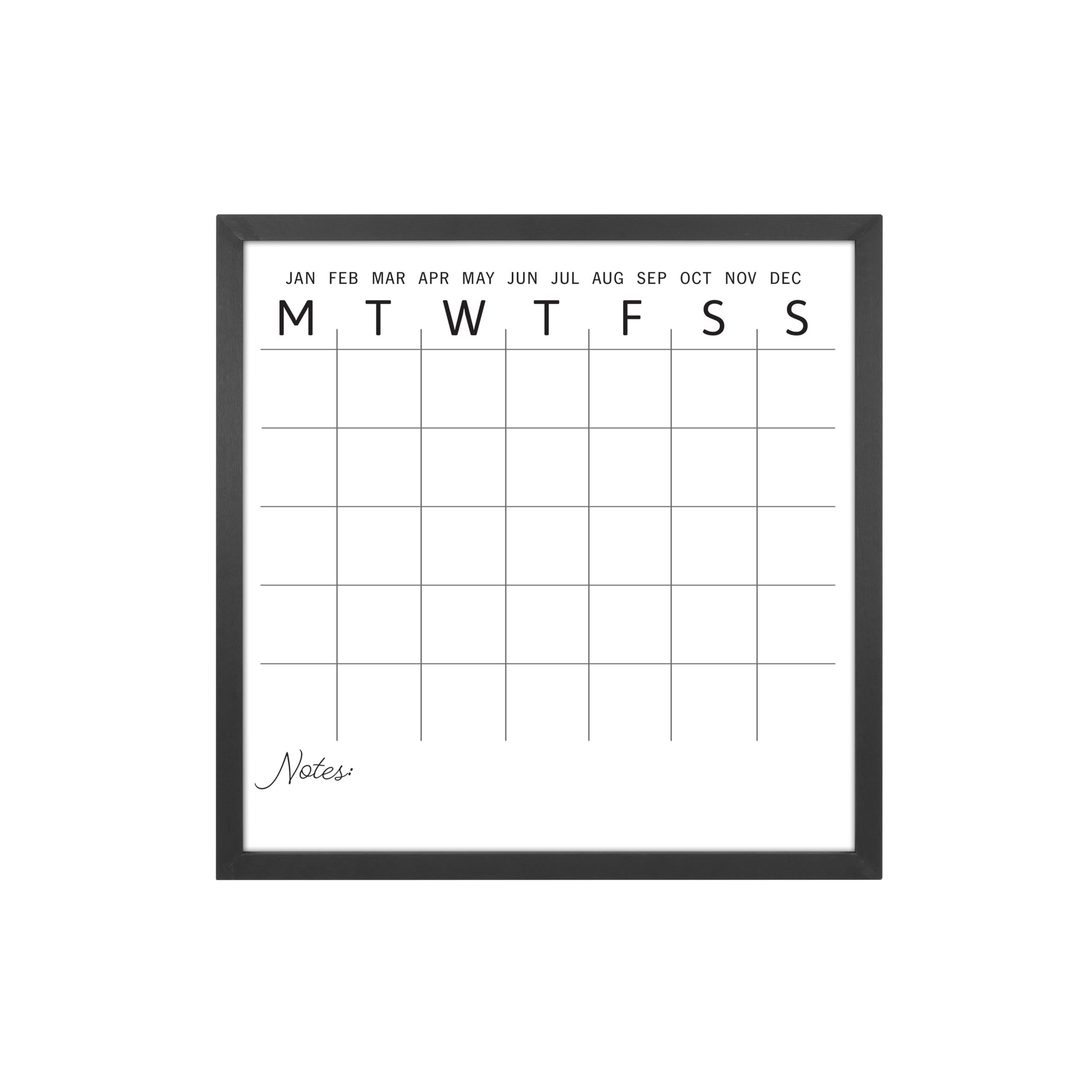 MCS Home Command Center Calendrier mensuel effaçable à sec Noir 61 x 61 cm