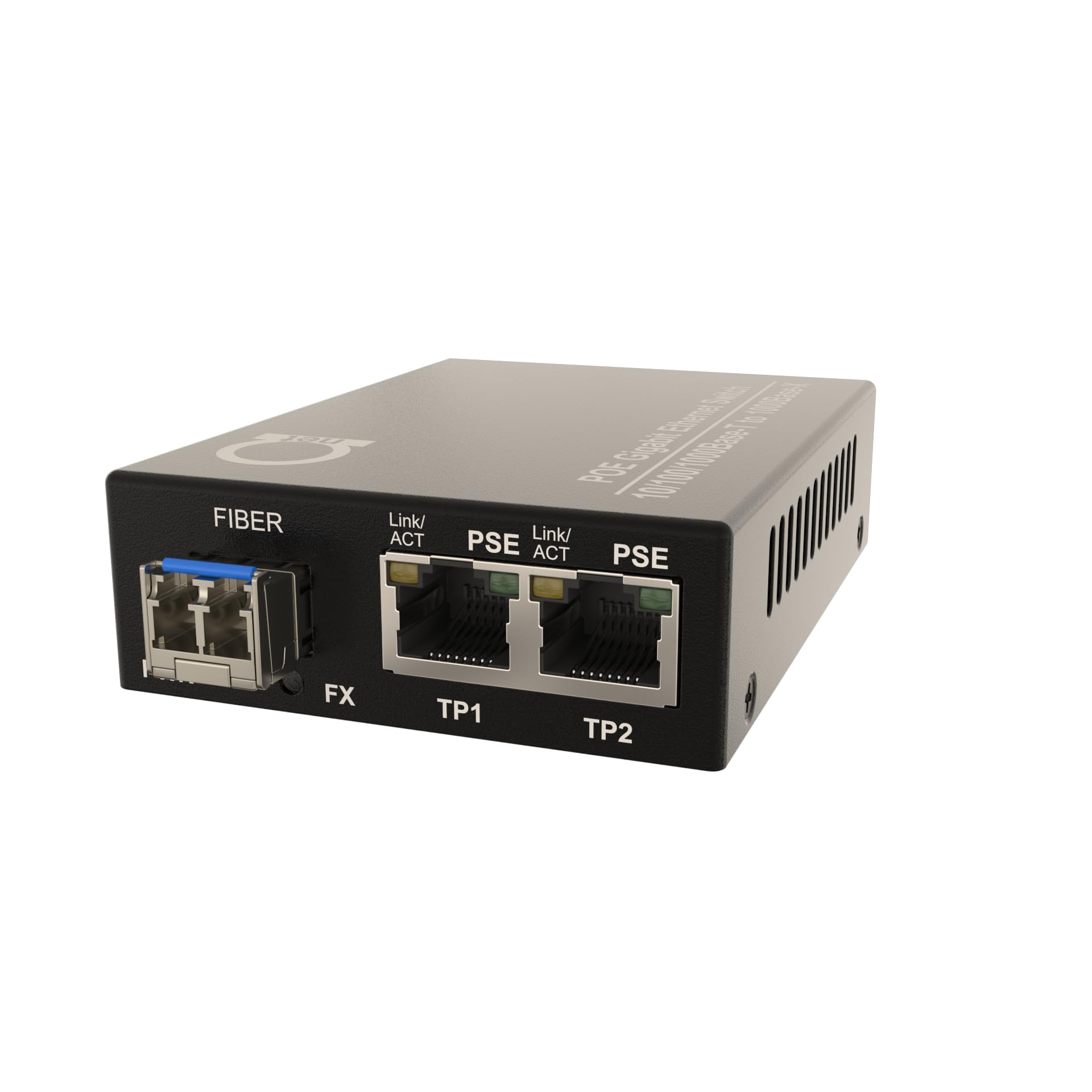2 PoE Port Gigabit PoE/PoE+ Single Mode LC 1310nm Fiber Media Converter - Supplies IEEE 802.3 PoE & PoE+ PSE Power Over Ethernet & Extends over Singlemode Fiber with PoE PSE Support up 20km (12.42 Mi)