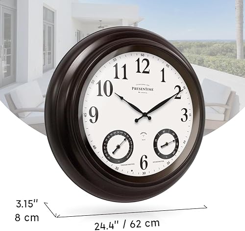Miniatura 7 de PresenTime & Co - Reloj Jameson iluminado para interiorexterior de 24 pulgadas, casa de campo moderna, autoiluminada, impermeable, estación