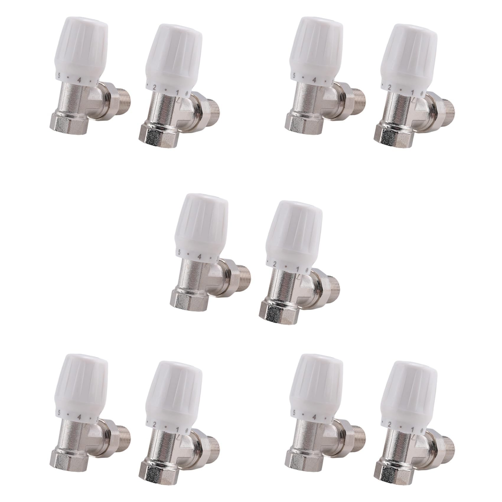 Válvula de Radiador Termostático 10 Piezas 15mm x 1/2 Pulgadas Válvula de Radiador Termostático de ángulo Termostático TRV para Oficina Casa