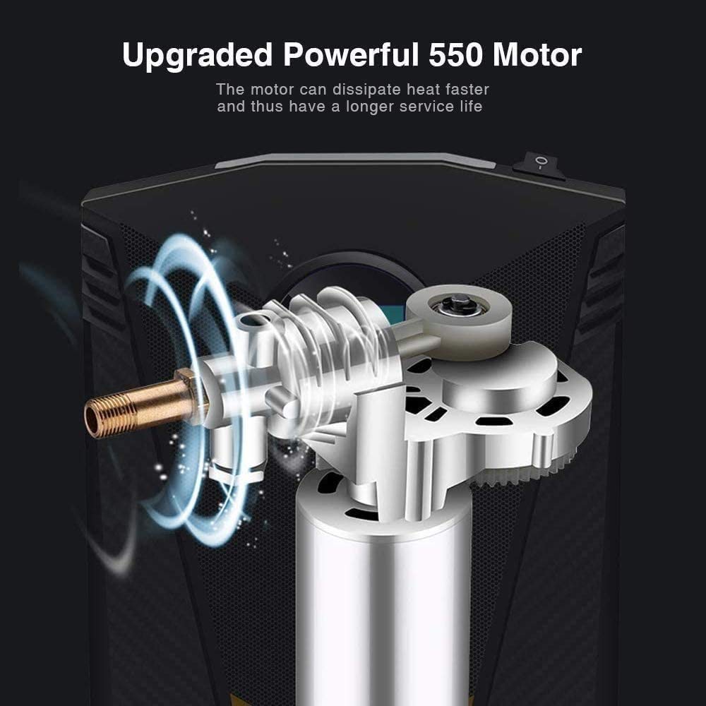Inflador de Auto Tire Digital, 1 2V DC Bomba de compresor de aire para neumáticos de automóviles, 150 PSI Auto apagado con emergencia DIRIGIÓ Flasher, cable largo para automóvil, bicicleta, motoc