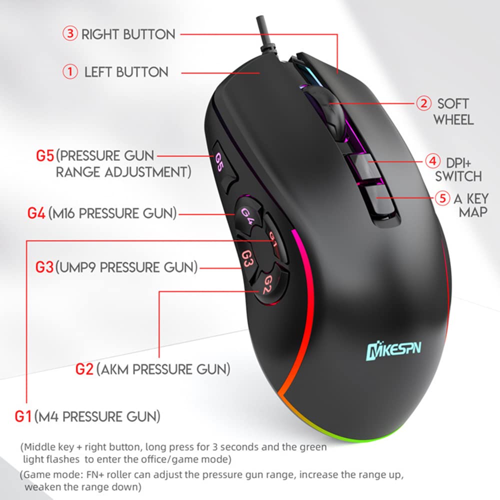 Mysz do gier 6D komputerowa mysz przewodowa ergonomiczna konstrukcja RGB światło optyczne myszy do laptopa PC