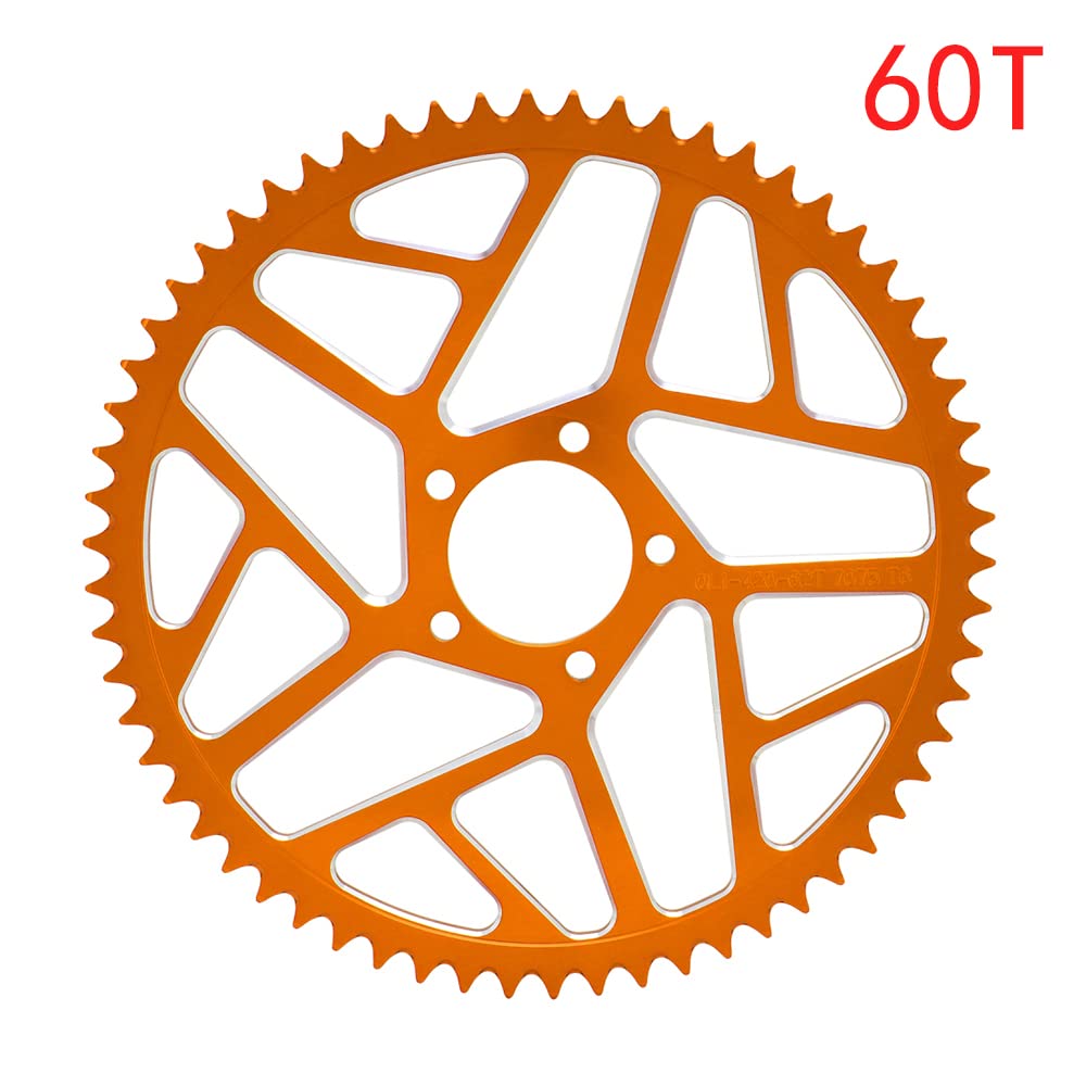 Pignon de chaîne arrière en Alliage d'aluminium for Moto 48T 54T 60T 7075 Compatible avec Lightbee XS X160 X260 (Color : 60T Orange)