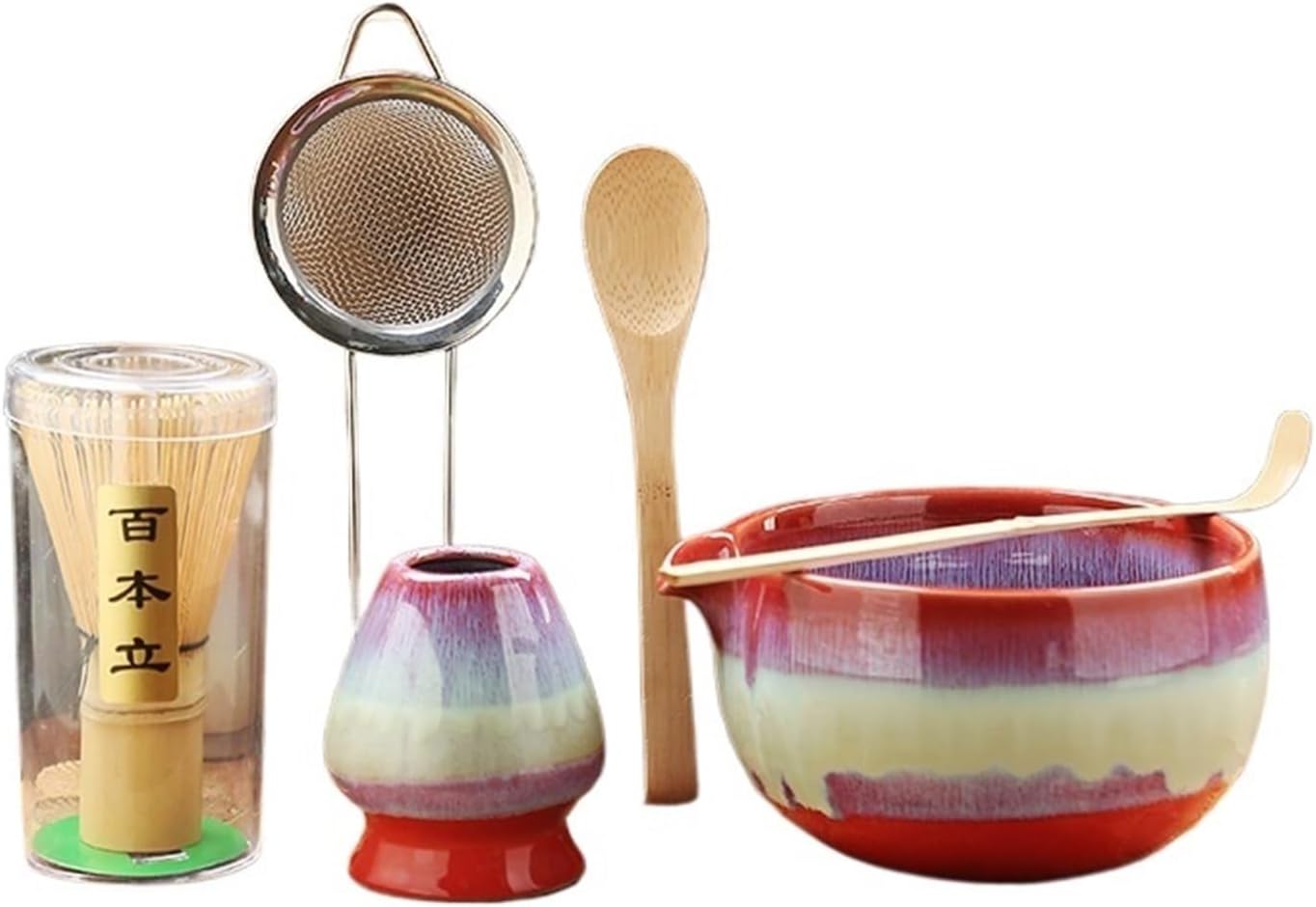 6PCS Matcha Teaset Matcha Making Set with Bowls &Holder Teaspoon Sifter(6PCS Style 05)