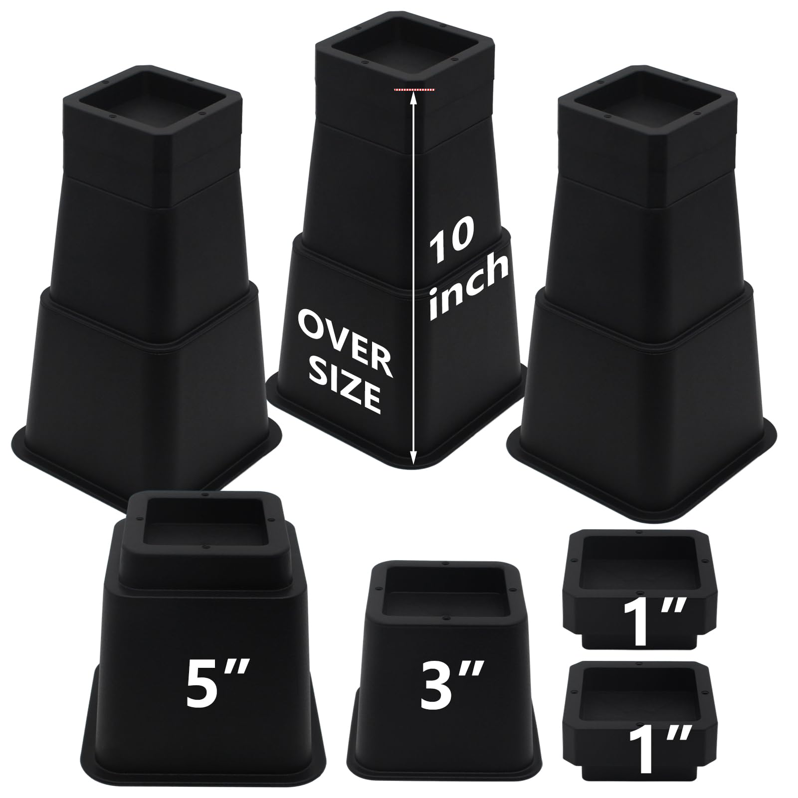 Amazon.com: HANIHUA Adjustable Bed Risers 10 inch Heavy Duty (Set of 4 ...