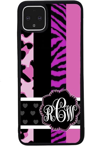 Miniatura 3 de Animal Leopard Zebra Monogram Black Rubber Phone Case Compatible With Google Pixel 10, 10 Pro, 10 Pro XL, 9a, 9 Pro, Pixel 9, Pixel 9 Pro XL, 8a, 8