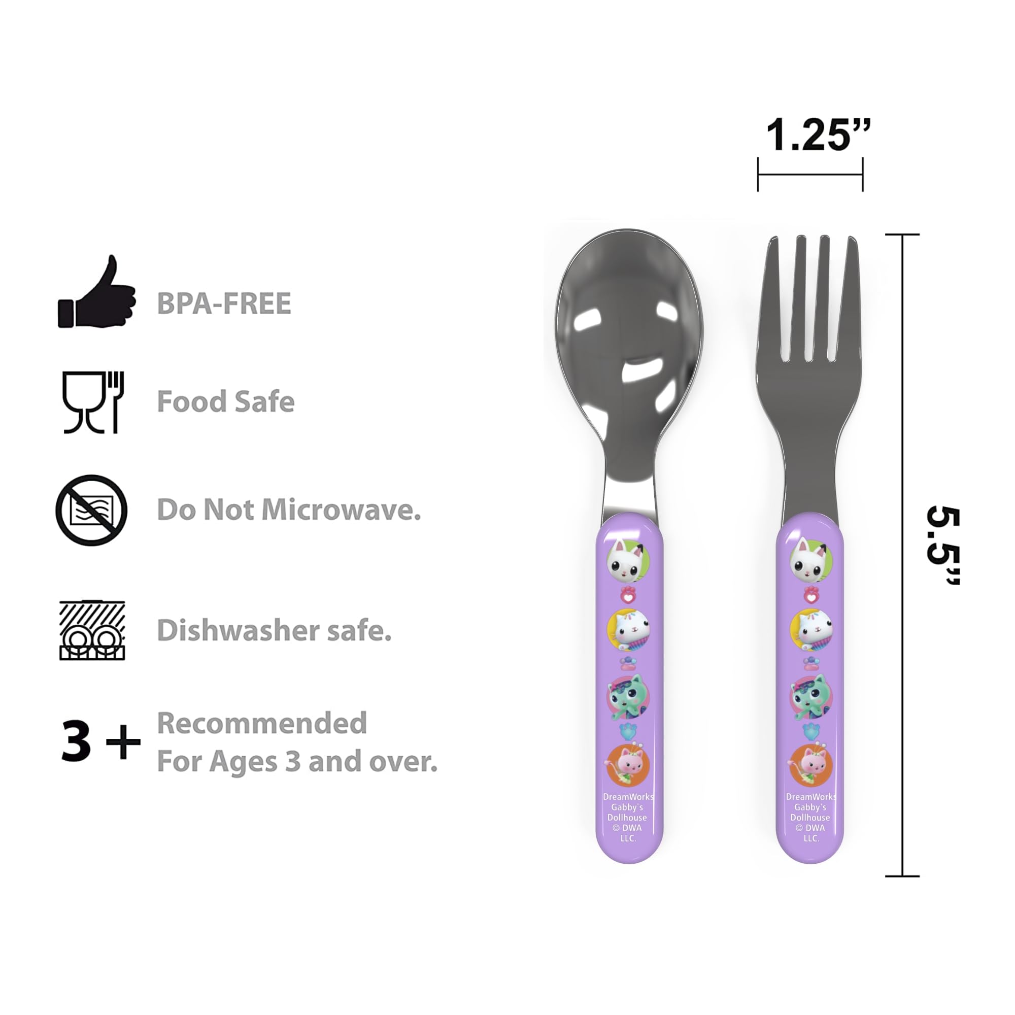 zak! Gabby s Dollhouse - 5-Piece Dinnerware Set - Durable Plastic