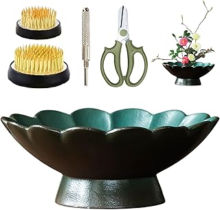 WEOPYCJ Japanese Ikebana, Lotus Shaped Ceramic Bowl Vase, Flower Arrangi...