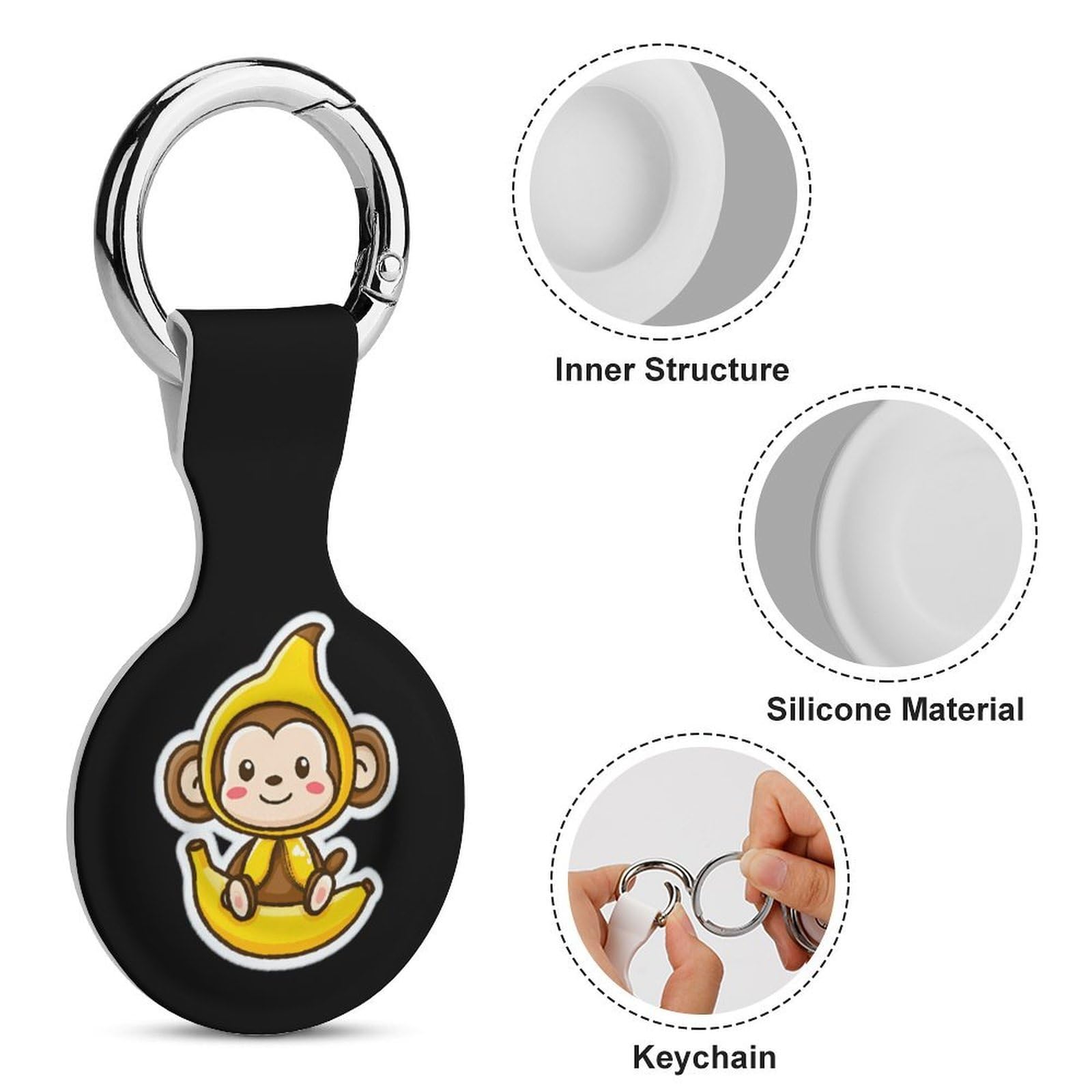 Banana Monkey kompatibel mit Airtag GPS-Hüllen, 4 Stück