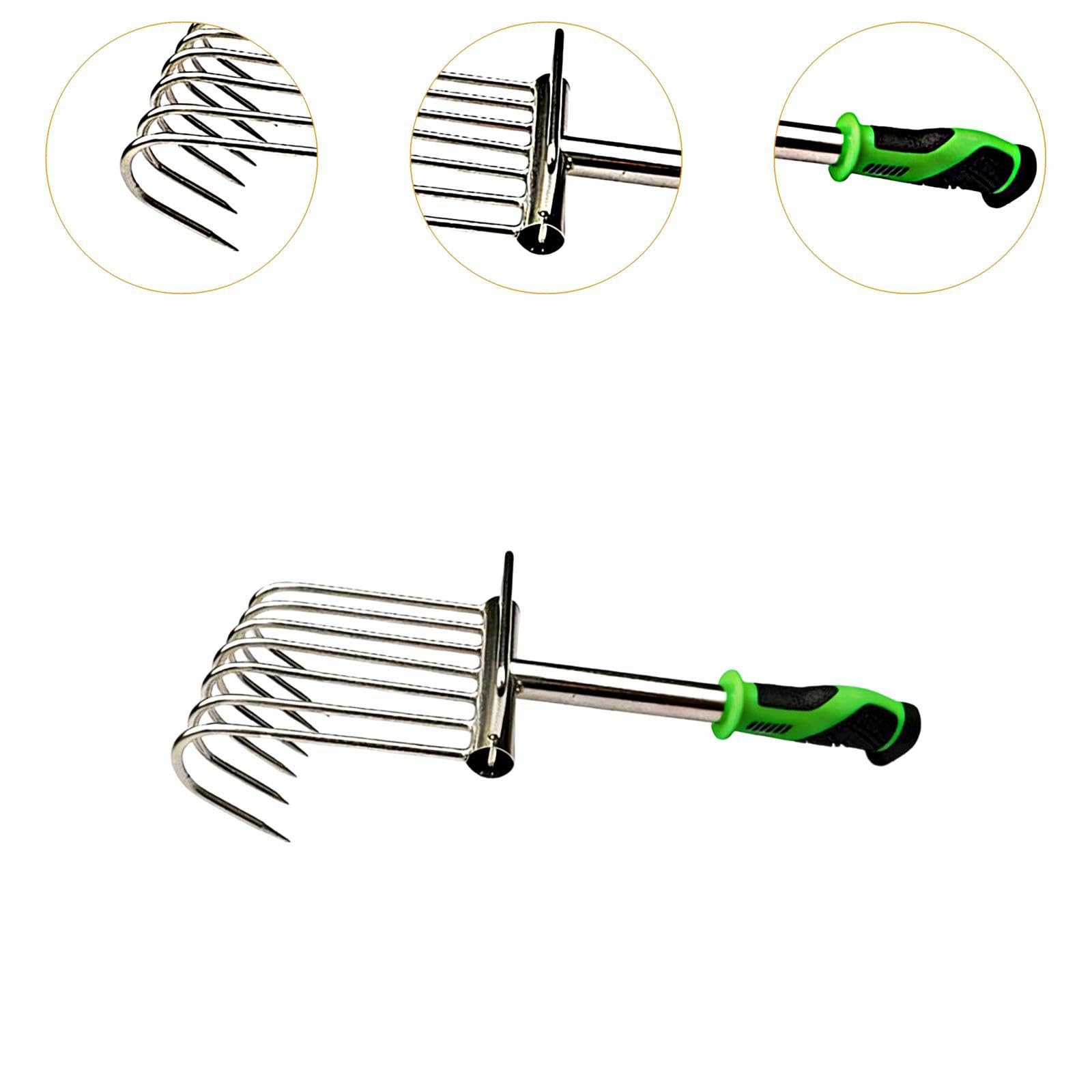 Rastrello a Mano per Giardino, rastrello a Mano in Acciaio Inossidabile, attrezzo da Giardinaggio, zappatrice per Terreno per Patio e Spiaggia, Style B