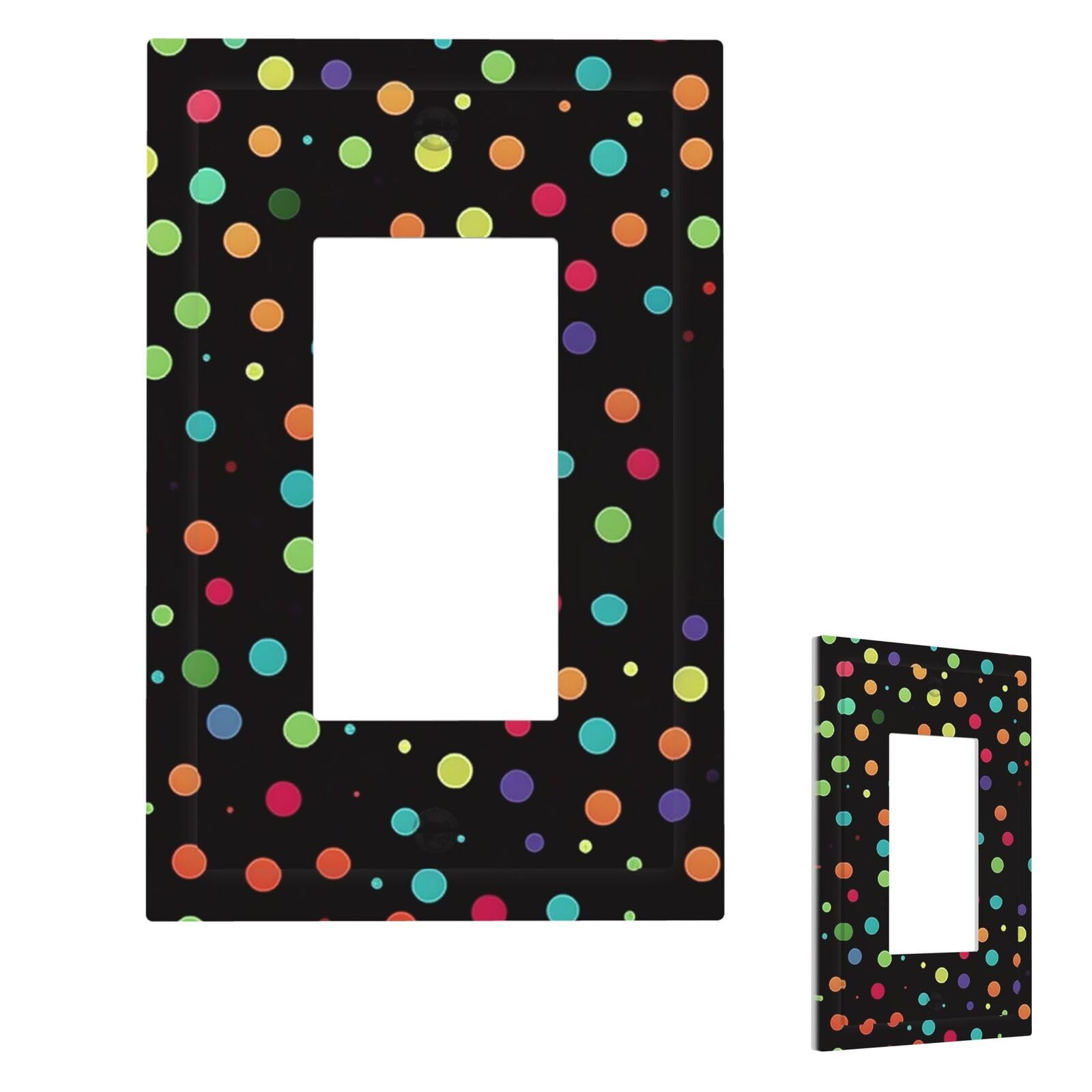 Black Polka Dot Background Wall Plate Cover Modern Decorative 1 Gang Light Switch Cover Unbreakable Receptacle Outlet Covers For Living Room Bedroom Home Decor 1 Gang