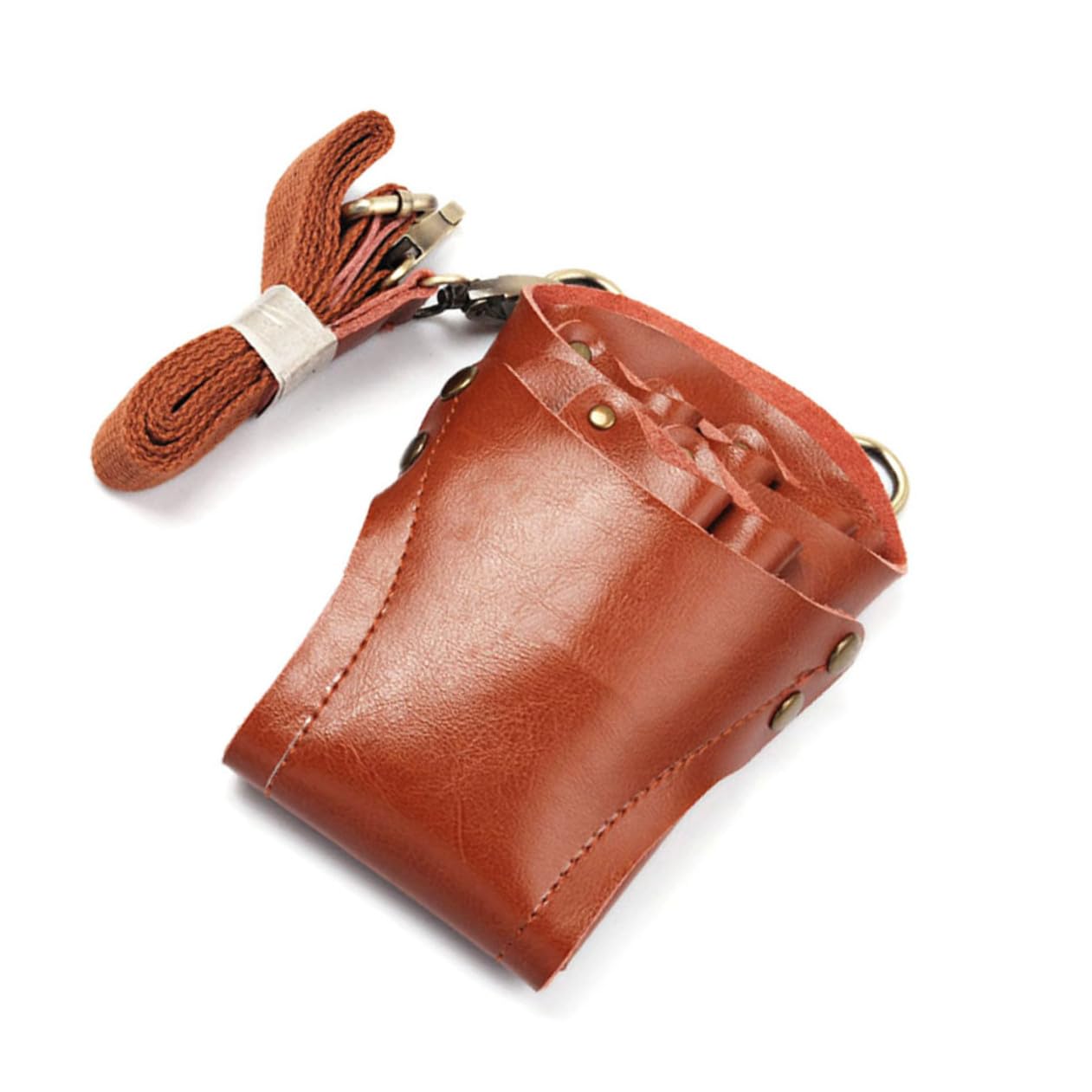 Paquet Banane avec Ceinture Porte-outils en Cuir Marron pour Coiffeurs Étui Ciseaux Coiffure Multifonction Organisation Pratique en Salon de Coiffure