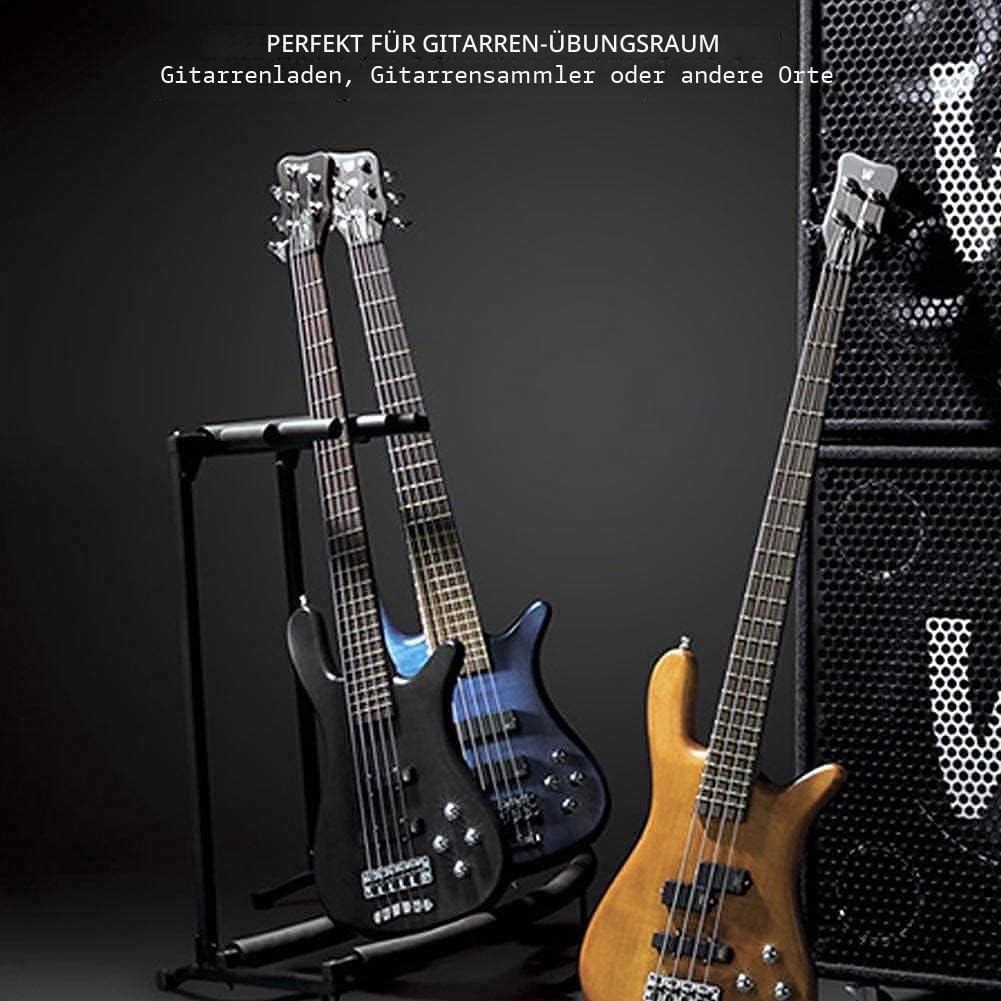 Dioche Gitarren- und Bassständer mit 5 Gitarrenständern, zusammenklappbar, mit rutschfester Gummipolsterung, für 5 elektrische Instrumente (5 Plätze)