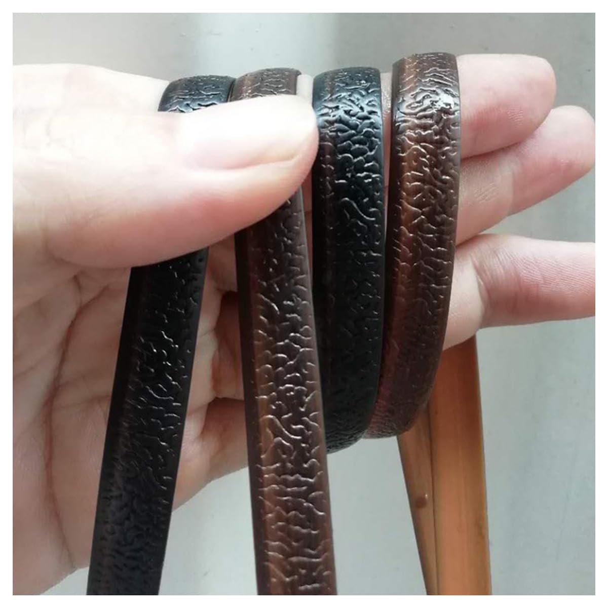 213ft PE Flat Rattan Woven Rope, Plastic Wicker Furniture Repair Rattan, Synthetic Rattan Replacement Material for Patio - Coffee Black Discoloration