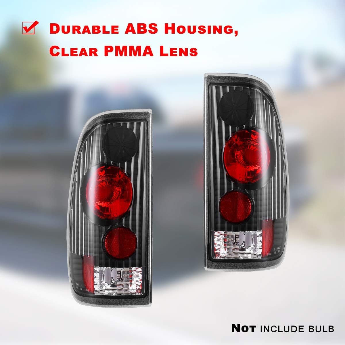 Nixon Offroad Tail Lights Assembly Fits for 1997-2003 Ford F150/F250, 1997-2003 Ford F-350 Taillights,Tail Lamps for 1999-2007 F250-F350, Driver & Passenger Side (Clear)