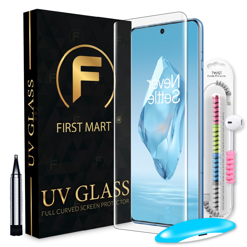 FIRST MART UV Tempered Glass for OnePlus 12R 5G with Edge to Edge Full Screen Coverage and Easy UV Glue Installation Kit and Cable Protector, Pack of 1 (B0CVRT9FM9) Amazon Price History, Amazon Price Tracker