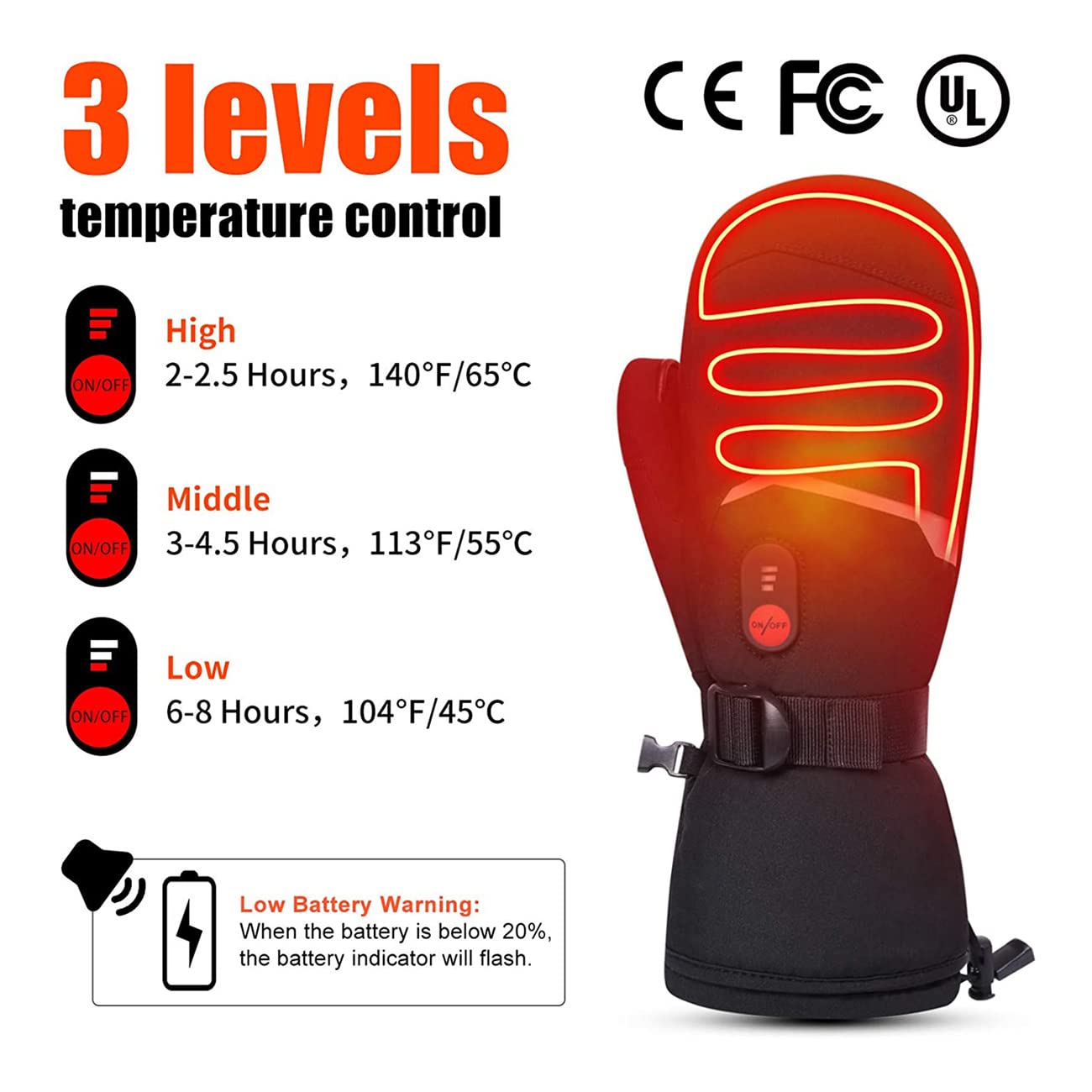 CHEWYNP Guanti da Sci riscaldati, Guanti da Uomo Donna Guanti elettrici a Batteria Ricaricabile per Sci Invernale, Pattinaggio su Neve, Campeggio, Escursionismo, Guanti riscaldati per artr