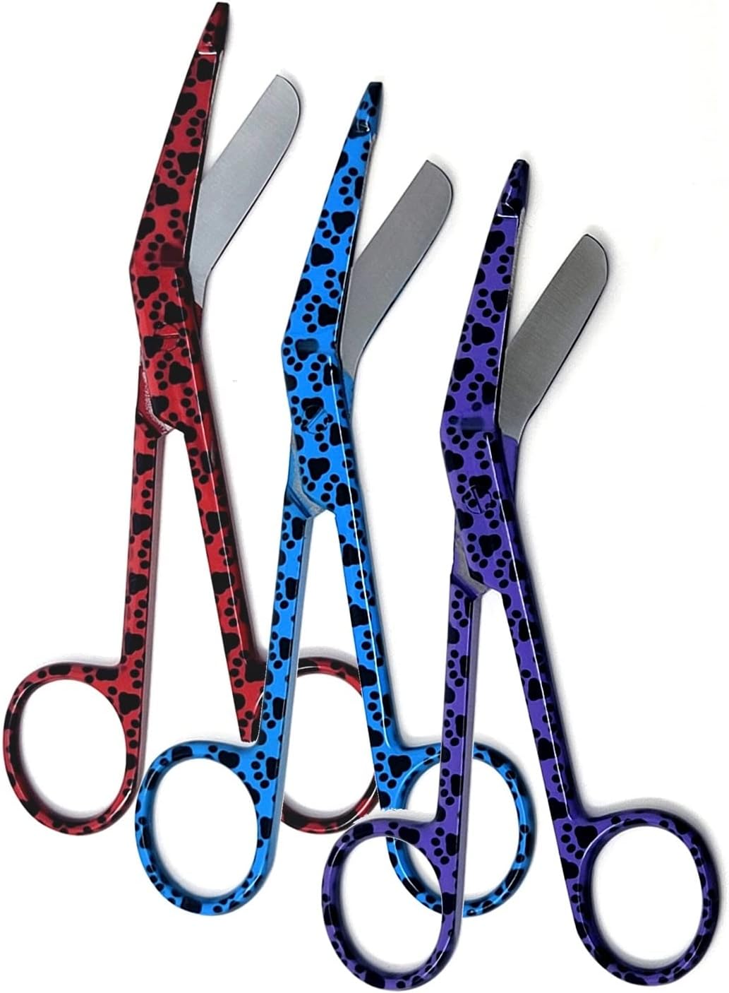 Set of 3 Assorted Pattern Nurse Doctor EMT Lister Bandage Scissors 5.5" (14cm), Stainless Steel, Premium Quality-Ideal Gift (PK5)