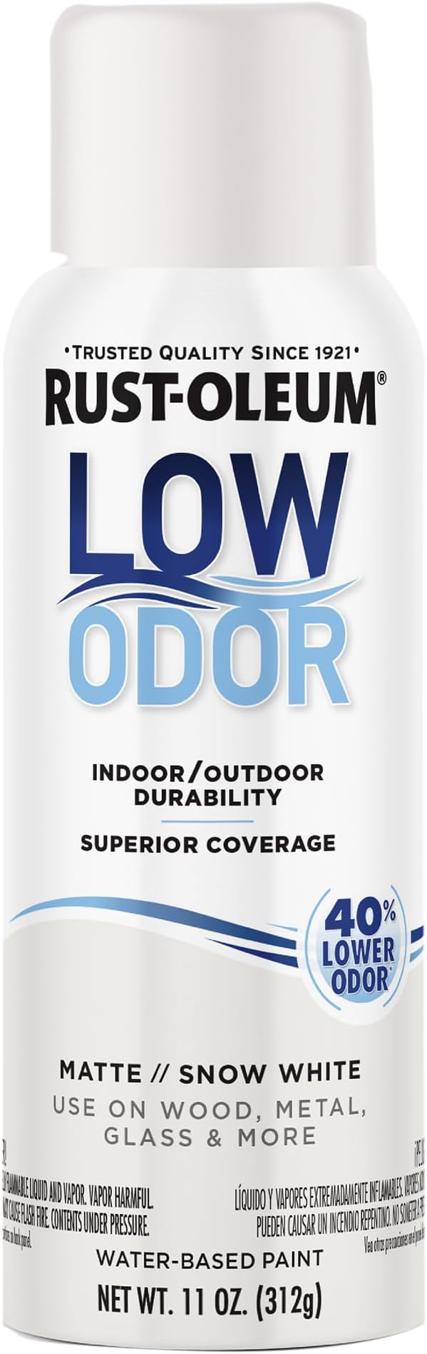 Rust-Oleum Low Odor Premium Spray Paint, 11 oz, Matte Snow White
