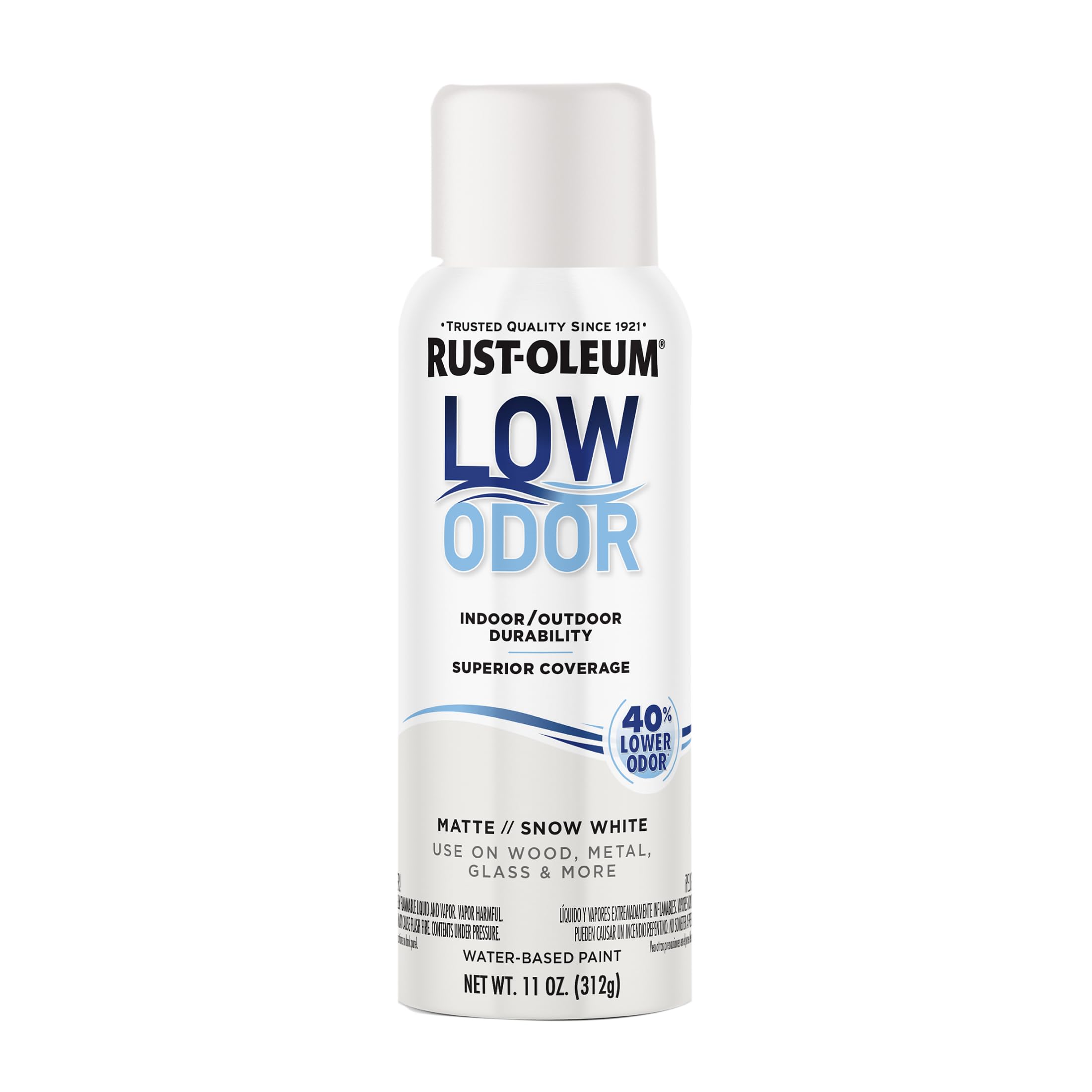 Rust-Oleum Low Odor Premium Spray Paint, Matte Snow White