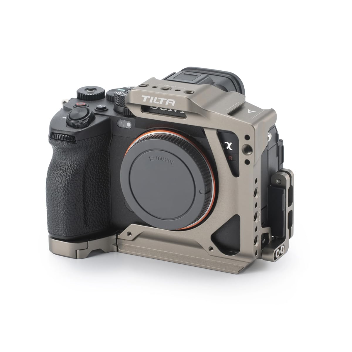 Tilta Half Camera Cage Compatible with Sony a7R V, with Mount Accessories via Cold Shoe and 1/4"-20 Threads with Locating Pins | TA-T46-HCC (Titanium