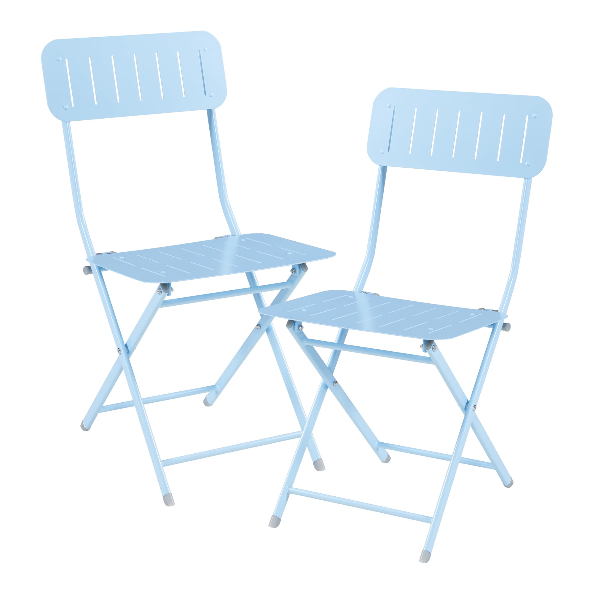 [en.casa] Lot de 2 Chaises Pliantes pour Extérieur Jardin Terrasse Balcon Ensemble de 2 Chaises à Manger Pliables Capacité 110 kg Acier 85 x 42 x 50 cm Bleu Ciel