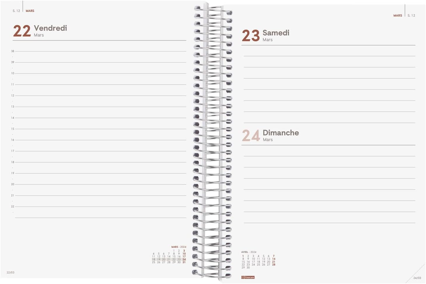 Finocam - Espiral Design Collection 2024 Diary 1 Day Page January 2024 - December 2024 (12 Months) Now Francés