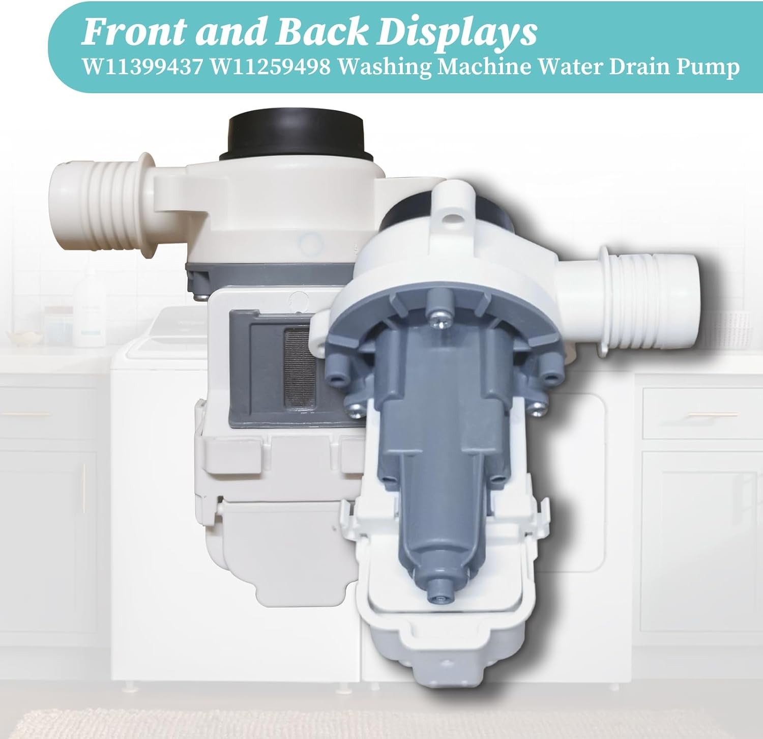 W11399437 W11259498 Washing Machine Water Drain Pump Compatible with Maytag Whirlpool Kenmore Crosley Washer Replace W11399437 W11259498 4961028 AP6974144 PS12731241 EAP12731241