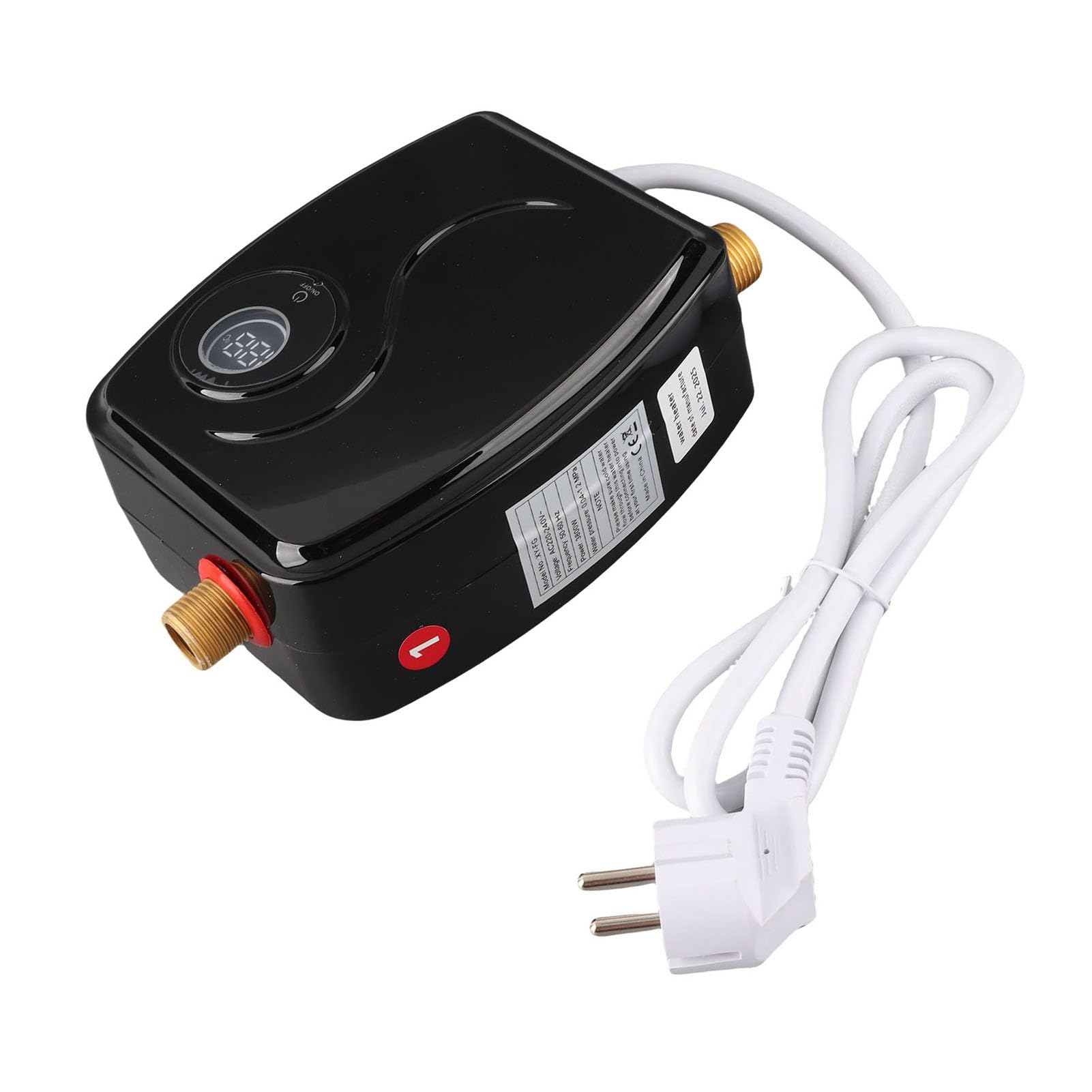 Ausla Mini Bojler 3800 W, Mosiężny Wlot i Wylot, Sterowanie za pomocą Ekranu Dotykowego, Grzejnik Elektryczny do łazienki i Kuchni (Wtyczka UE 220 V)