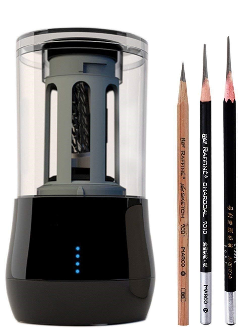Temperamatite, temperamatite elettrico, lama elicoidale for impieghi gravosi for affilare velocemente, USB/batteria funzionante in aula scolastica/ufficio/cancelleria domestica