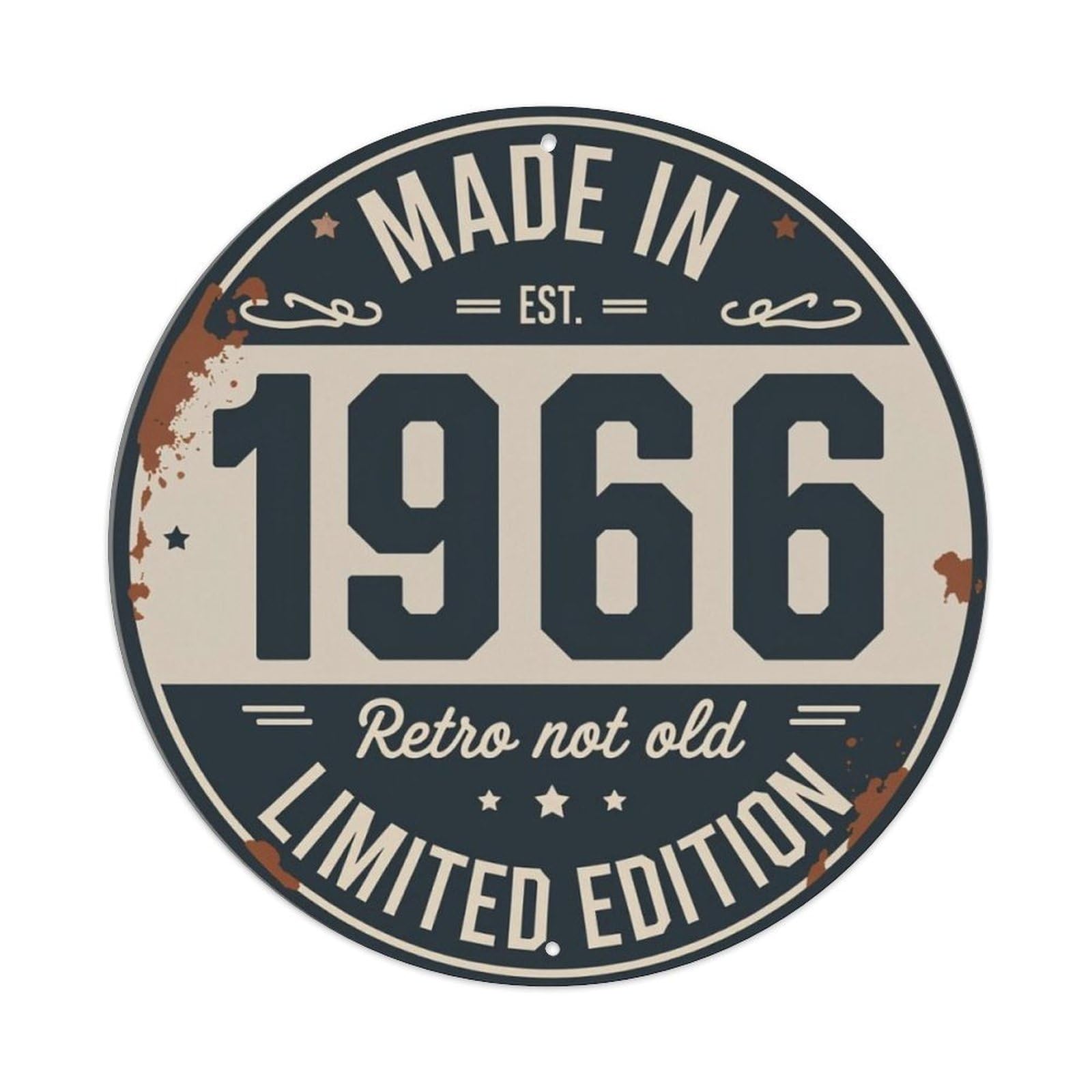 1966 Vintage Limited Edition Round Decor Sign Vintage Aluminium Metal Sign, Retro Wall Decor for Home, Bar, Garage & Farmhouse 20x20cm