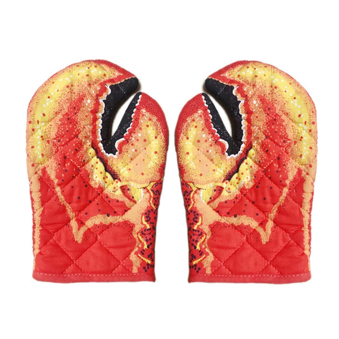 Lobster Claw Design Oven Mitts Funny Kitchen Gloves Quilted Cotton Heat Resistant Gloves Pot Holdes for Baking Grilling Microwave &1